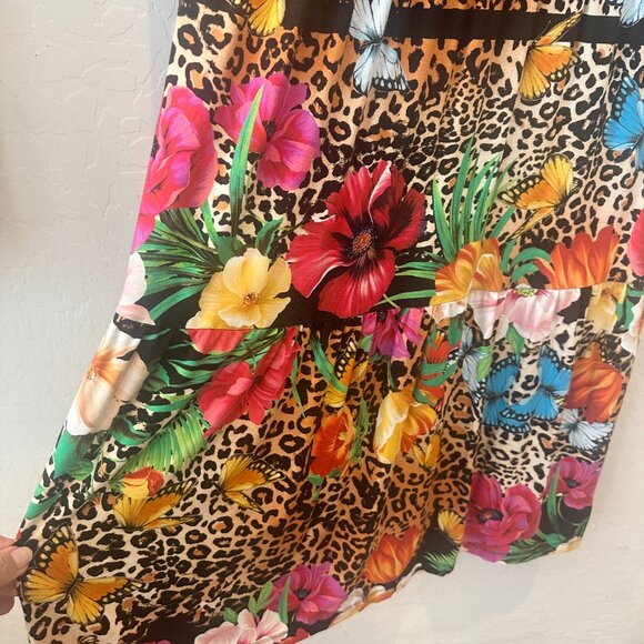 Johnny Was Sandra Multicolor Butterflies Floral Tiered V-Neck Dress 3/4 Sleeve - Picture 9 of 9